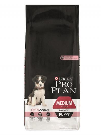 ���� ��� ����� Purina Pro Plan OPTI Derma Sensitive Skin Medium Puppy ������ � ����� 12 ��