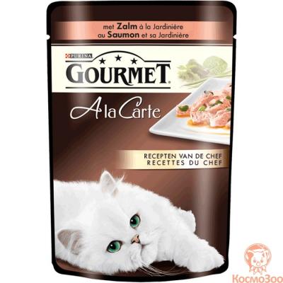 Вкусняшки для кошек Purina Gourmet Ala Carte Лосось с овощами кусочки в подливе 85 гр
